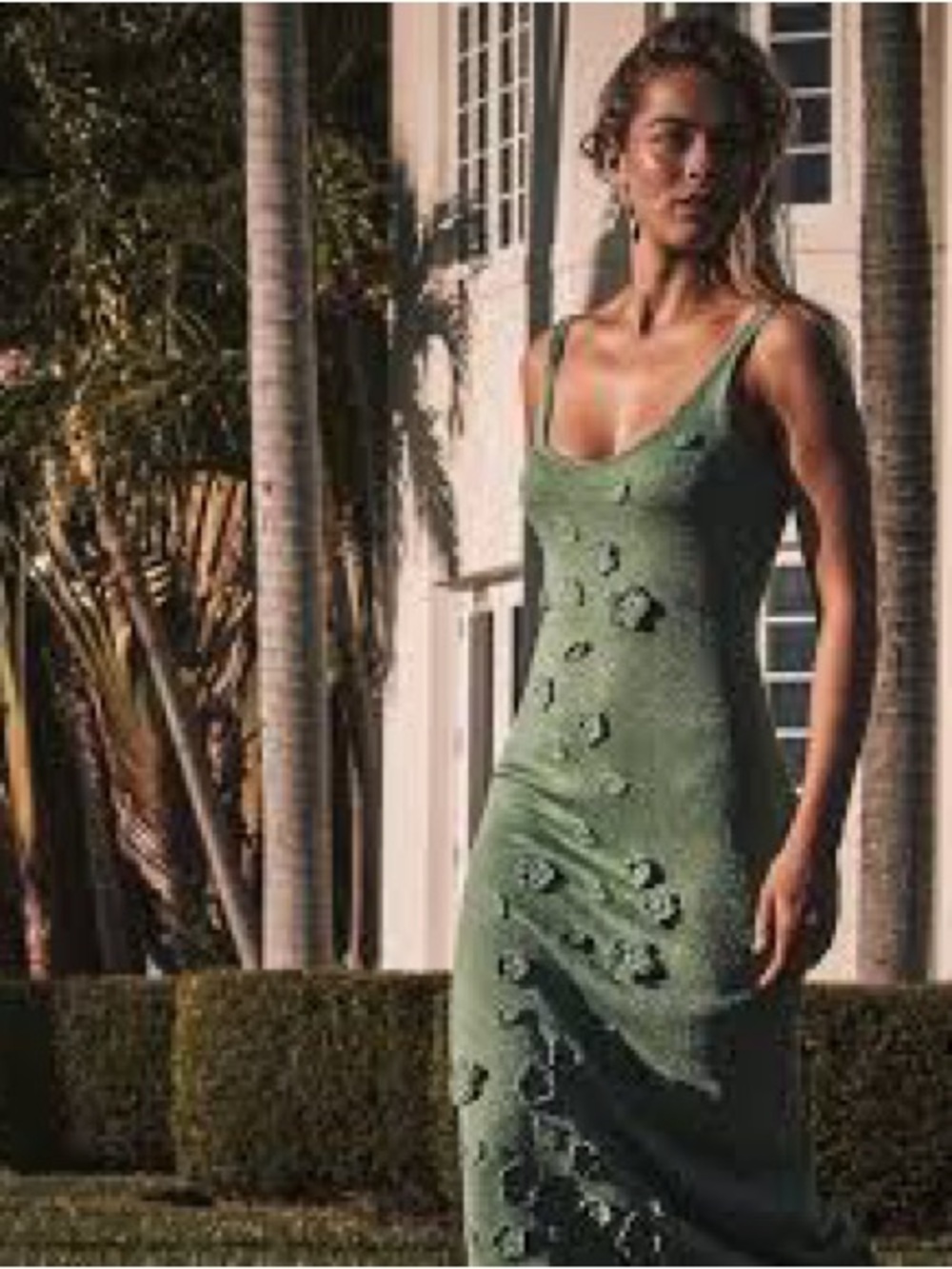 Caroline Constas Olive Green Sleeveless Maxi Dress